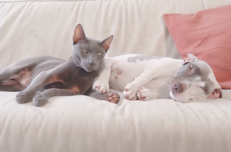 猫和狗在沙发上躺着室内摄影,高清,摄影图,摄影图片,图片大全,摄影图免费下载